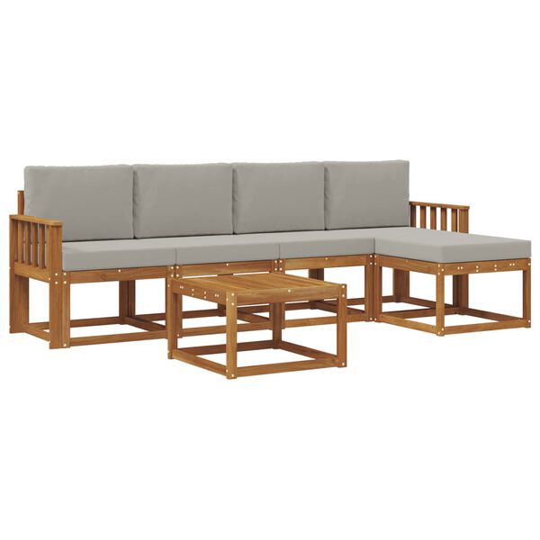 vidaXL Set vanjskih sofa s jastukom 6 pcs Prirodna i svijetlo siva