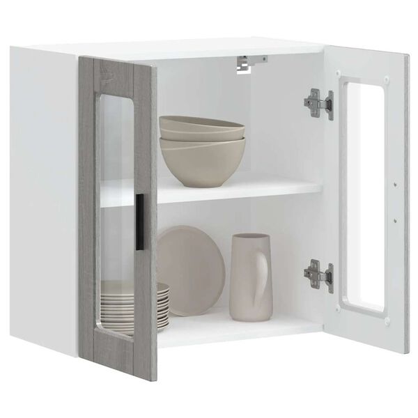 vidaXL Kuhinjski zidni ormarić sa staklenim vratima Porto boja hrasta