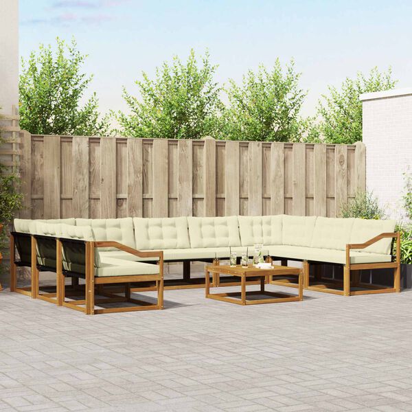 vidaXL Set vanjskih sofa s jastukom 10 pcs Prirodna i krem