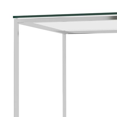 vidaXL Bočni stolić srebrni 120 x 40 x 78 cm nehrđajući čelik i staklo