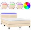 vidaXL Krevet box spring s madracem LED krem 140x190 cm od tkanine