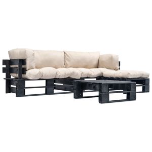 vidaXL 4-dijelna vrtna garnitura od paleta s jastucima boje pijeska