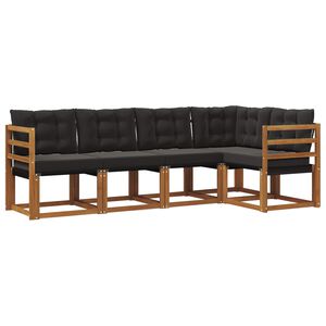 vidaXL Set vanjskih sofa s jastukom 5 pcs Prirodna i crna
