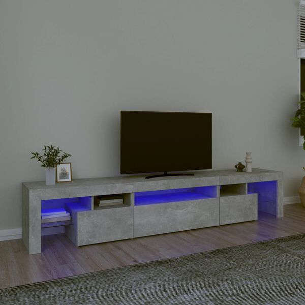 vidaXL TV ormarić s LED svjetlima siva boja betona 215x36,5x40 cm
