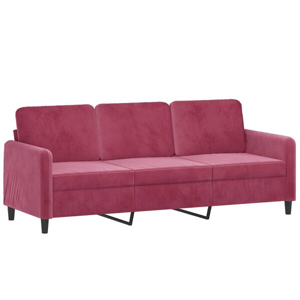 vidaXL 3-dijelni set sofa s jastucima crvena boja vina bar&scaron;unasti