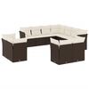 vidaXL 11-dijelni set vrtnih sofa od poliratana s jastucima smeđi