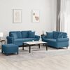 vidaXL 3-dijelni set sofa s jastucima plavi bar&scaron;unasti