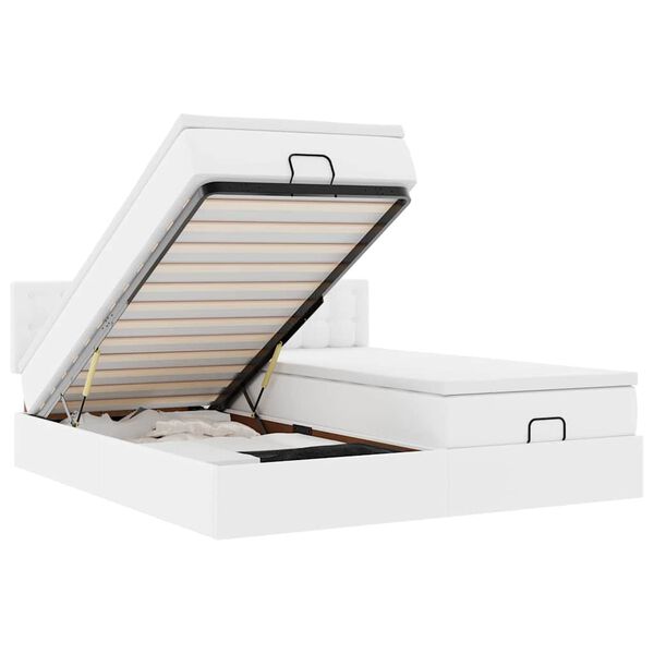 vidaXL Okvir kreveta s madracima bijela 180x200 cm umjetna koža