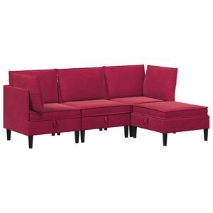 vidaXL Set namje&scaron;taja za dnevni boravak 4 kom. Vinska crvena Bar&scaron;un