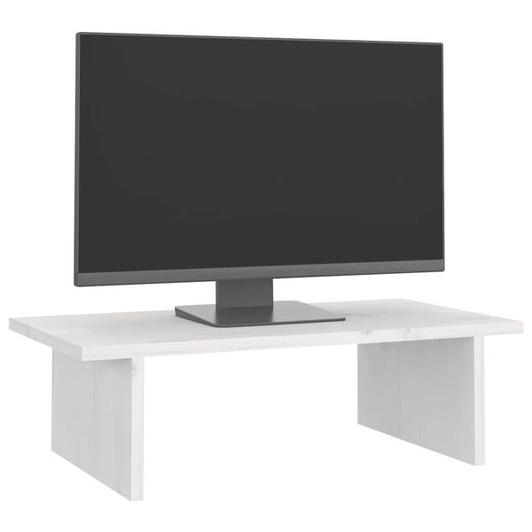 vidaXL Stalak za monitor bijeli 50 x 27 x 15 cm od masivne borovine
