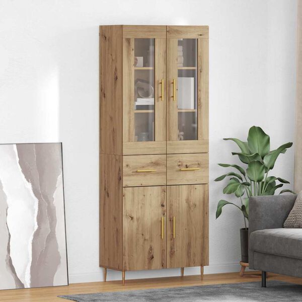 vidaXL Highboard s ladicama 2 pcs Umjetnički hrast Konstruirano drvo