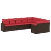 vidaXL 9-dijelni set vrtnih sofa s jastucima poliratan smeđi