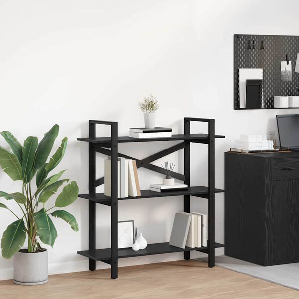 vidaXL Polica Crni hrast 100 x 33,5 x 102 cm Konstruirano drvo