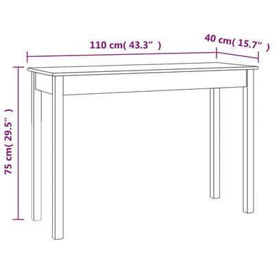 vidaXL Konzolni stol boja meda 110 x 40 x 75 cm od masivne borovine