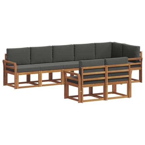 vidaXL Set vanjskih sofa s jastukom 8 pcs Prirodna i antracit