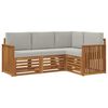 vidaXL Setovi sofa 4 pcs Prirodna i svijetlo siva Čvrsto drvo akacije
