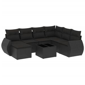 vidaXL 8-dijelni set vrtnih sofa od poliratana s jastucima crni