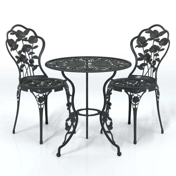 vidaXL 3-dijelni bistro set od lijevanog aluminija crni