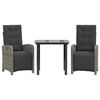 vidaXL 3-dijelni bistro set od poliratana s jastucima sivi