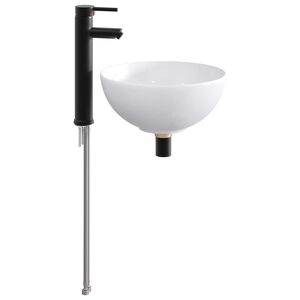 vidaXL Umivaonik s slavinom i odvodom Mat Crna 32 x 32 x 13 cm