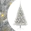 vidaXL Umjetno predsvijetljeno božićno drvce Srebrno 120 cm PET