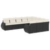 vidaXL 10-dijelni set vrtnih sofa s jastucima crni od poliratana
