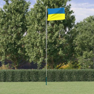 vidaXL Ukrajinska zastava i jarbol 6,23 m aluminijska