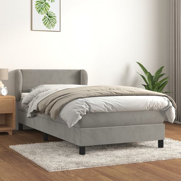 vidaXL Box spring krevet s madracem svjetlosivi 100x200 cm bar&scaron;unasti