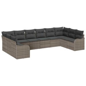 vidaXL Sjedeća garnitura za vrt Siva 344 x 177,5 x 85 cm poliratan