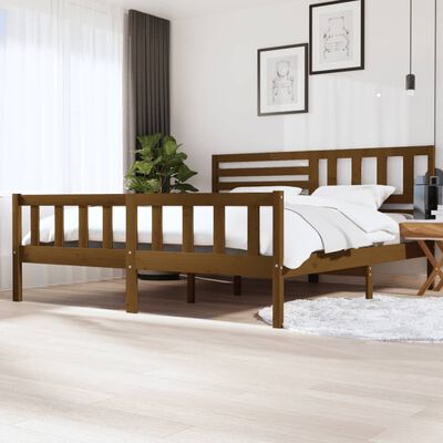 vidaXL Okvir za krevet od masivnog drva boja meda 200 x 200 cm