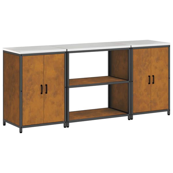 vidaXL Kuhinjski set za pohranu s policom s pohranom 3 pcs Rđa