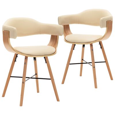 vidaXL Blagovaonske stolice od umjetne kože i drva 2 kom krem