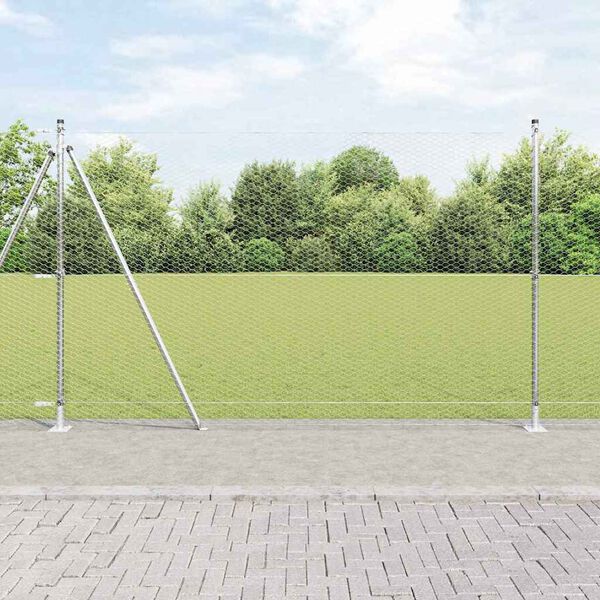 vidaXL Ograda s stupovima Srebrno 1.4 x 50 m Čelik prekriven PVC-om