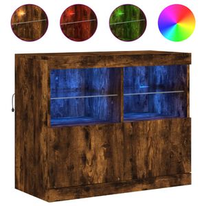 vidaXL Komoda s LED svjetlima boja dimljenog hrasta 81x37x67 cm