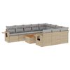 vidaXL 11-dijelni set vrtnih sofa s jastucima bež od poliratana