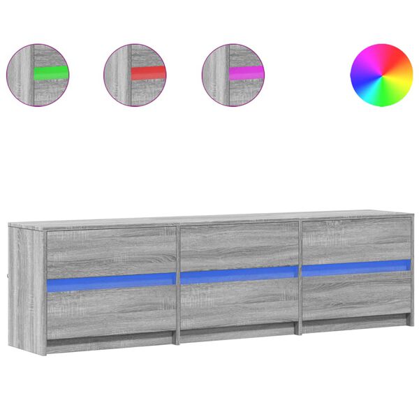 vidaXL TV ormarić s LED svjetlima boja hrasta 180x34x50 cm drveni