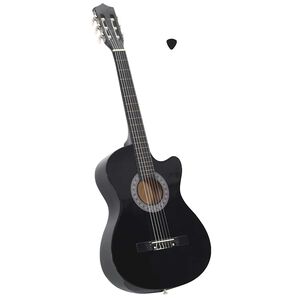 vidaXL Klasična gitara Western s prorezom i 6 žica crna 38 "