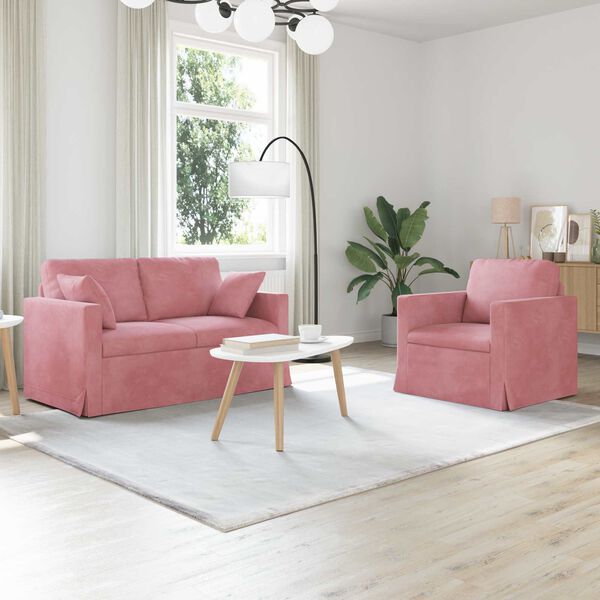 vidaXL Sofa 2 pcs Ružičasta
