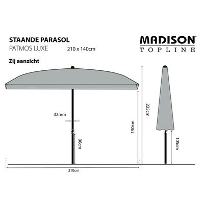 Madison suncobran Patmos Luxe pravokutni 210 x 140 cm boja cigle