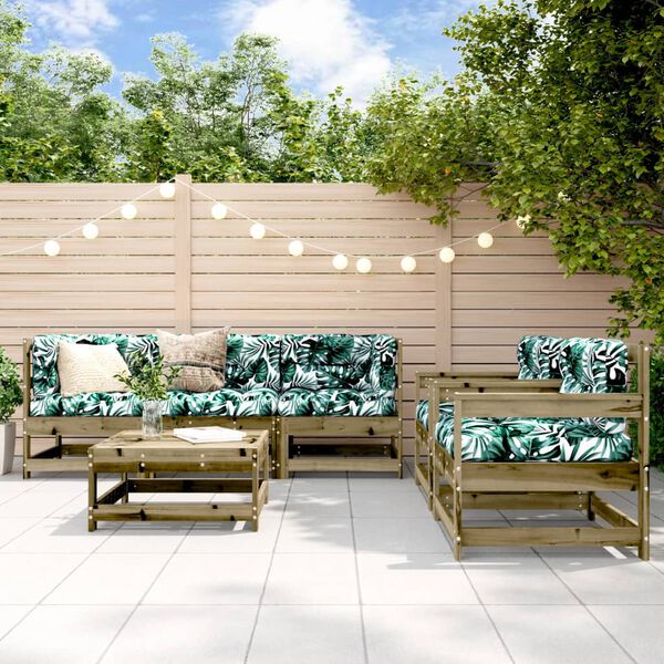 vidaXL 6-dijelna vrtna garnitura od impregnirane borovine s jastucima