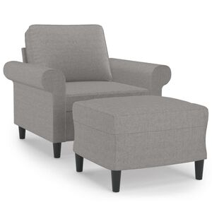 vidaXL Fotelja s tabureom svjetlosiva 60 cm od tkanine