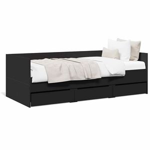 vidaXL Dnevni krevet s ladicama bez madraca crni 75x190 cm