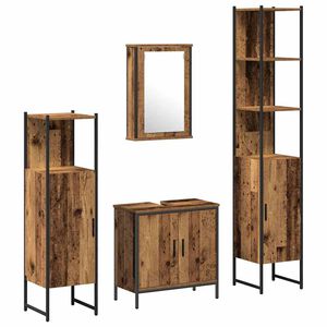 vidaXL Set namje&scaron;taja za kupaonicu 4 kom. Smeđa 33 x 33 x 185,5 cm