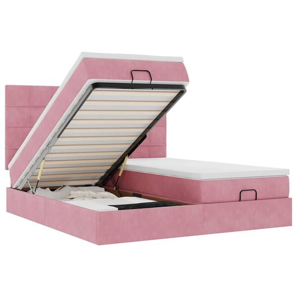 vidaXL Okvir kreveta s madracima ružičasti 160x200cm bar&scaron;unasti