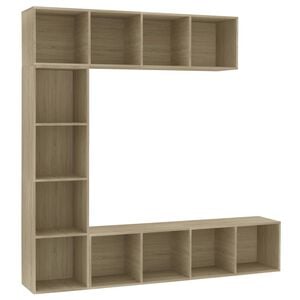 vidaXL 3-dijelni set ormarića za knjige/TV boja hrasta 180x30x180 cm