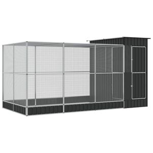vidaXL Ptičja kućica s nastavkom srebrna 416x203x216 cm čelična