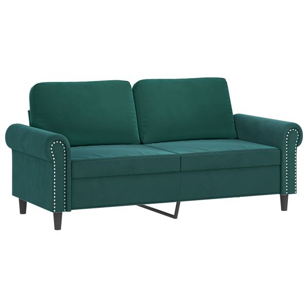 vidaXL 3-dijelni set sofa s jastucima tamnozeleni baršunasti