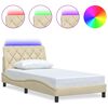 vidaXL Okvir kreveta s LED-om bez madraca krem 100 x 200 cm od tkanine