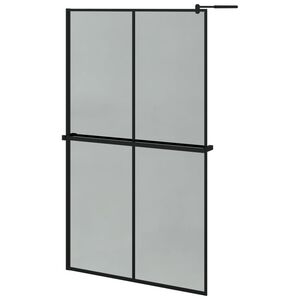 vidaXL Pregrada za tu&scaron; s policom crna 118x190 cm staklo ESG i aluminij