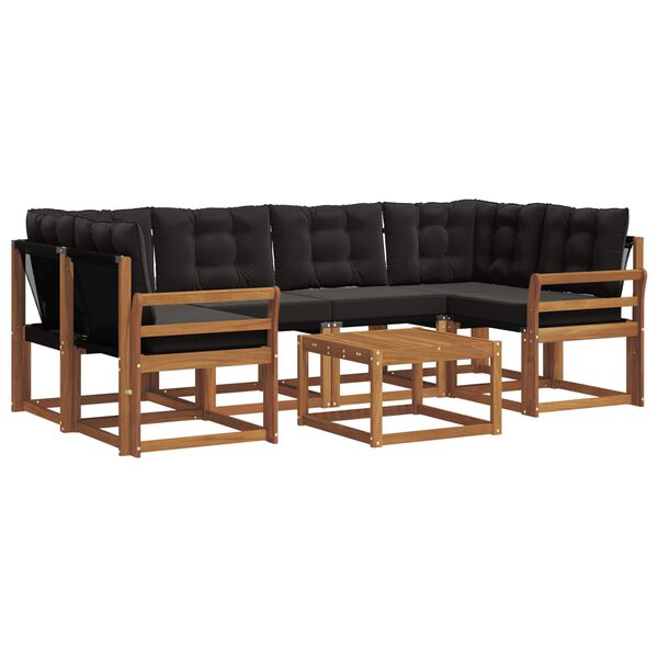 vidaXL Set vanjskih sofa s jastukom 7 pcs Prirodna i crna